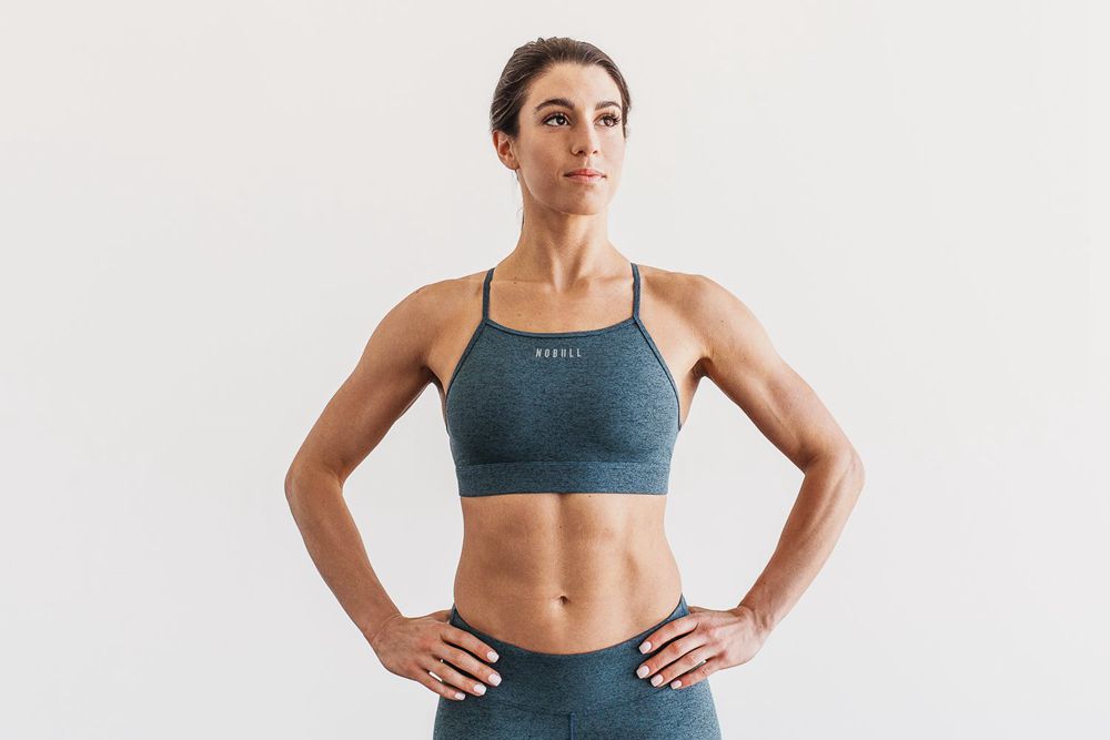 NOBULL Women's High-Neck Sports Bras - Teal Heather - Ireland (3197DWFIQ)